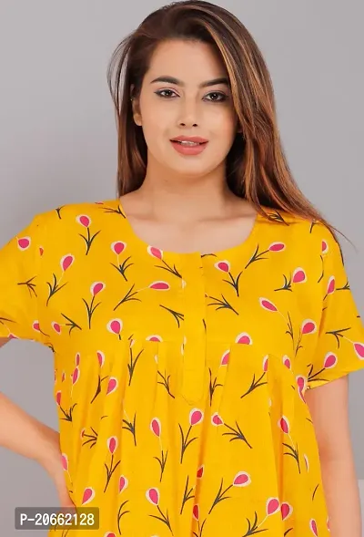 Trendy Cotton Yellow Short Sleeves Nightwear For Women-thumb3