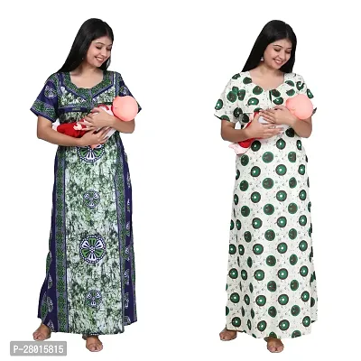 Women Printed Feeding Nighty For Maternity Wear In Amazing Colors And Best Fabric Pack Of 2