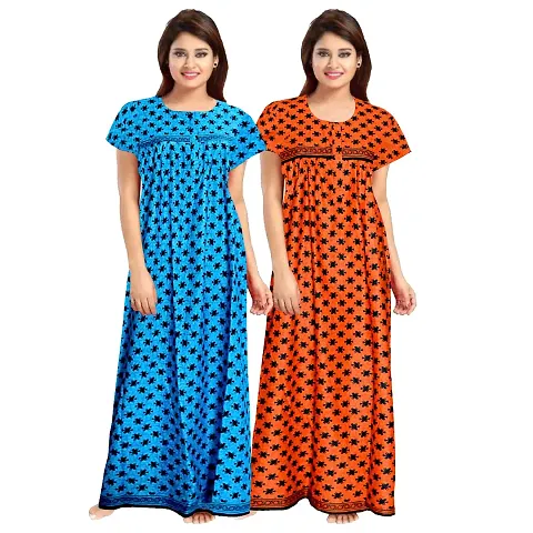 Stylish Embellished rich long nightwear Combo Pack of 2