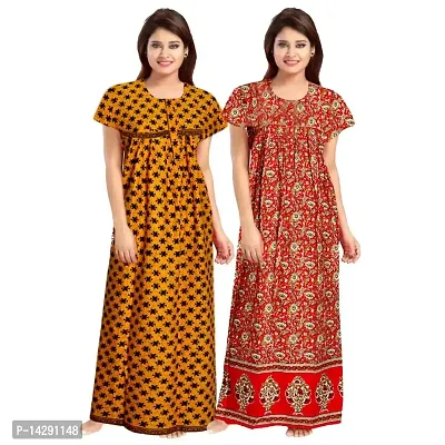 JVSP Women's Cotton Printed Attractive Maternity Wear Comfortable Maxi Nightdresses ( Combo Pack of 2 PCs.)-thumb0