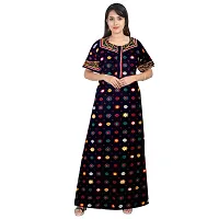 Nandini Casual Wear Pure Cotton Maxi Nighty for Women Maroon,Beige-thumb3