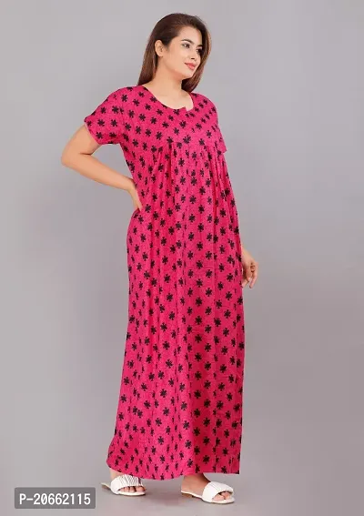 Trendy Cotton Pink Short Sleeves Nightwear For Women