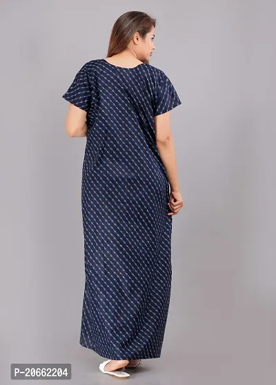 Trendy Cotton Navy Blue Short Sleeves Nightwear For Women-thumb4