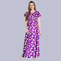 Mudrika Women?s Cotton Floral Long Nighty/Night Wear/Gown Nighty Maxi (Multi Colored ) Upto XXL Size Combo Pack of 2 Pieces (Multicolored_Free Size)-thumb2