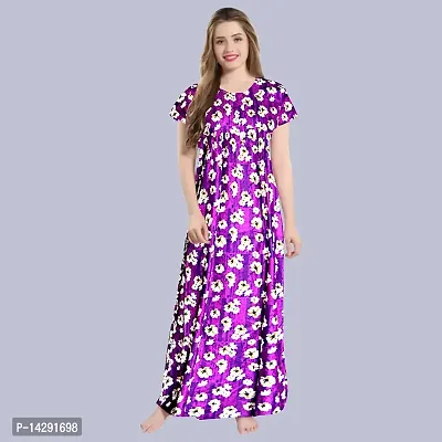 Mudrika Women?s Cotton Floral Long Nighty/Night Wear/Gown Nighty Maxi (Multi Colored ) Upto XXL Size Combo Pack of 2 Pieces (Multicolored_Free Size)-thumb3