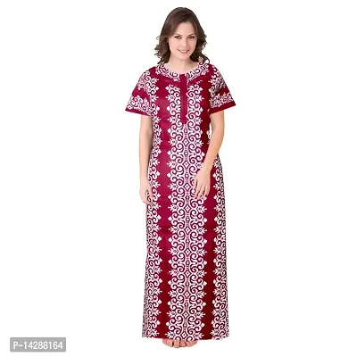 JVSP 100% Cotton Nighty for Women || Full Length Printed Nighty/Maxi/Night Gown/Night Dress/Nightwear Inner  Sleepwear for Women's (Combo Pack of 2)-thumb2