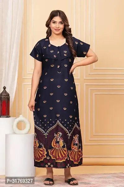 Elegant Multicoloured Cotton Printed Maternity Nighty For Women