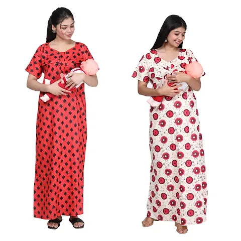 Women Feeding Nighty For Maternity Wear In Amazing Colors And Best Fabric Pack Of 2