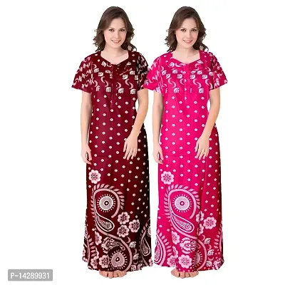 JVSP Women's Cotton Printed Attractive Maternity Wear Comfortable Maxi Nightdresses ( Combo Pack of 2 PCs.)