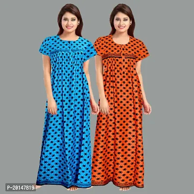 Stylish Cotton Nightdress For Women Pack Of 2-thumb0