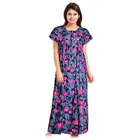 Nandini Women's Pure Cotton Regular Jaipuri Maxi Nighty (Multicolor, Free Size) Blue,Pink-thumb1