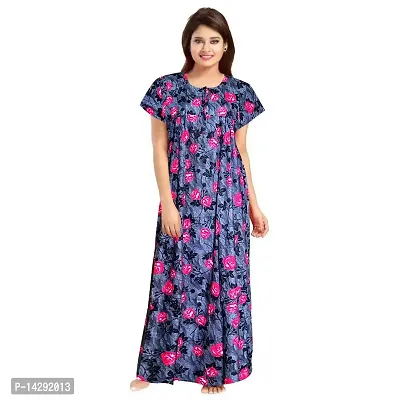 Nandini Women's Pure Cotton Regular Jaipuri Maxi Nighty (Multicolor, Free Size) Blue,Pink-thumb2