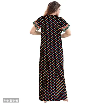 Khushi Print Women Soft Cotton Nightwear Gown Nighties Sleepwear Maxi Dress (Multicolor) Combo Pack of 2 Peice-thumb3