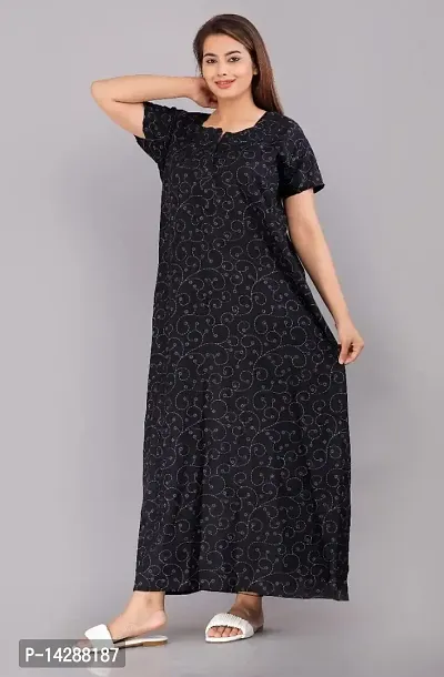 JVSP Stylish Cotton Printed Nighty for Women Sleepwear Half Sleeve Night Dress Maternity Wear Kaftan Maxi Full Lengh Nightdresses Combo of 2 Nighty-thumb2