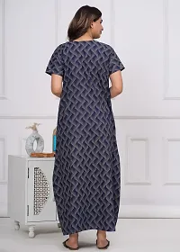 Elegant Blue Cotton Printed Nighty For Women-thumb3