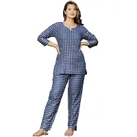 Nandini Women's 100% Cotton Printed Sleepwear Night Suit Set Top  Pyjama for Women (Size - M to XX-Large) Light Green-thumb2