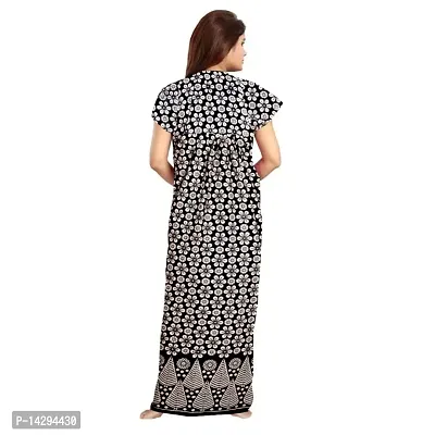 Nandini Women's Cotton Block Print Maxi Nighty with Front Zip (ComboNT7603 XL Blue,Pink_Blue and Pink_XL)-thumb2