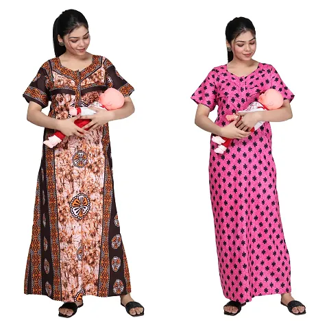 Women Feeding Nighty For Maternity Wear In Amazing Colors And Best Fabric Pack Of 2