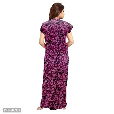 Mudrika Attractive Women's 100% Cotton Printed Nightwear Maternity Half Sleeves Maxi Gown Nightdresses (Combo Pack of 2) Brown,Maroon-thumb5