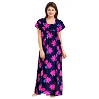 Nandini Cotton Embroidered Nighty Maxi Dress Night Gown Nightwear for Women Green-thumb4