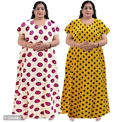 Stylish Cotton Printed Nighty For Women Pack Of 2-thumb0