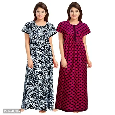 JVSP Women's Cotton Printed Attractive Maternity Wear Comfortable Maxi Nightdresses ( Combo Pack of 2 PCs.)