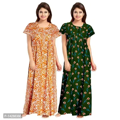 JVSP Women's Cotton Printed Attractive Maternity Wear Comfortable Maxi Nightdresses ( Combo Pack of 2 PCs.)