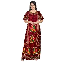 Nandini Casual Wear Pure Cotton Maxi Nighty for Women Maroon,Beige-thumb1