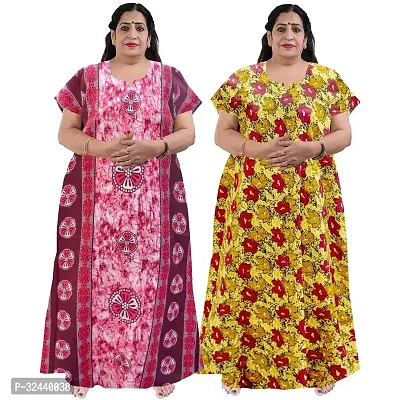 Stylish Cotton Printed Nighty For Women Pack Of 2-thumb0