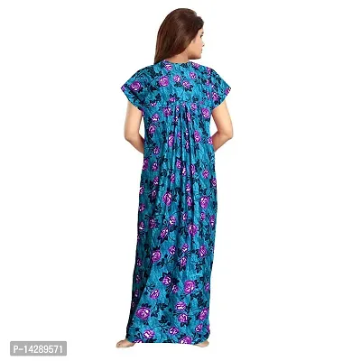 Nandini Women's Cotton Maxi Nighty Full Length 55 inch Maxi Dress with Front Zip Regular Sleepwear Night Gown (Multicolor,Free Size)-thumb3