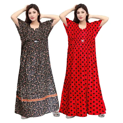 Stylish Cotton Kaftan Nighty/Nightdress For Women Pack Of 2