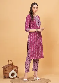 Stylish Pink Cotton Printed Kurta Bottom Set For Women-thumb1