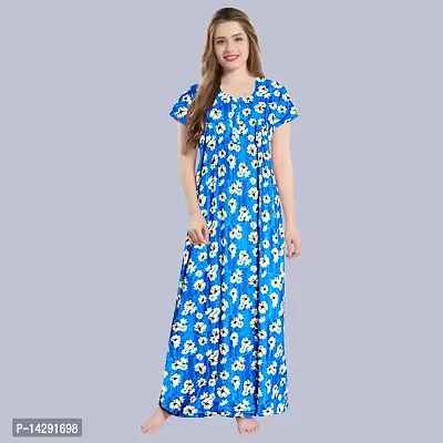 Mudrika Women?s Cotton Floral Long Nighty/Night Wear/Gown Nighty Maxi (Multi Colored ) Upto XXL Size Combo Pack of 2 Pieces (Multicolored_Free Size)-thumb2
