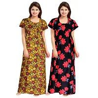 Mudrika Women's Cotton Nightwear Maternity Maxi Gown (Pack of 2 Pcs,) Orange-thumb1