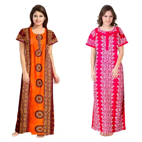 Stylish Embellished rich long nightwear Combo Pack of 2