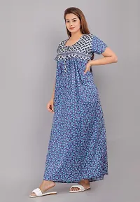 Trendy Cotton Blue Short Sleeves Nightwear For Women-thumb1