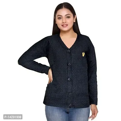Lorina Women's Woollen Warm Full Sleeves V-Neck for Winters Sweater - Free Size Black-thumb0