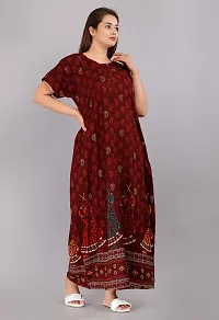 Trendy Cotton Maroon Short Sleeves Nightwear For Women-thumb1