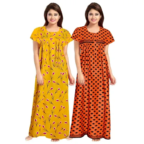 Stylish Embellished rich long nightwear Combo Pack of 2