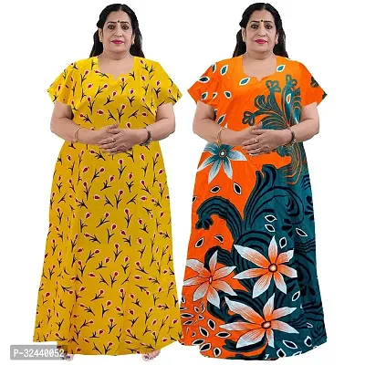 Stylish Cotton Printed Nighty For Women Pack Of 2-thumb0