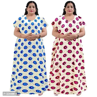 Stylish Cotton Printed Nighty For Women Pack Of 2-thumb0