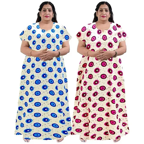 Plus Size Cotton Nighty Combo For Women Pack Of 2