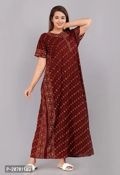 Trendy Cotton Maroon Short Sleeves Nightwear For Women-thumb2