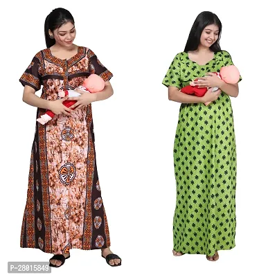 Women Printed Feeding Nighty For Maternity Wear In Amazing Colors And Best Fabric Pack Of 2