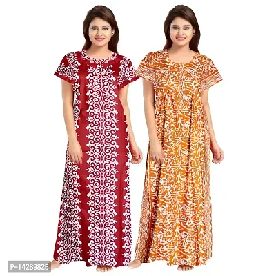 Women's Cotton Nighty and Nightdresses (Combo Pack of 2 Pcs