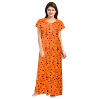 Lorina Women's Nighties Women Upto XXL Size 100% Soft Pure Cotton Nightwear Nighty. (Multicoloured, Free Size) -Combo Pack of 2 Green,Orange-thumb2