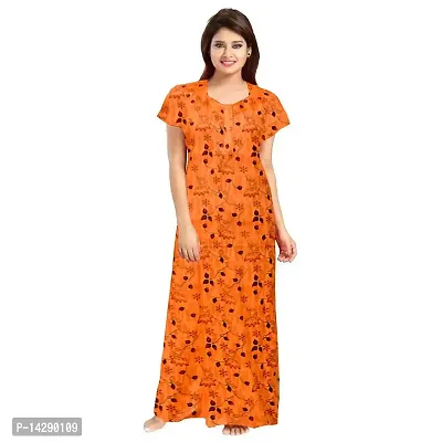 Lorina Women's Nighties Women Upto XXL Size 100% Soft Pure Cotton Nightwear Nighty. (Multicoloured, Free Size) -Combo Pack of 2 Green,Orange-thumb3