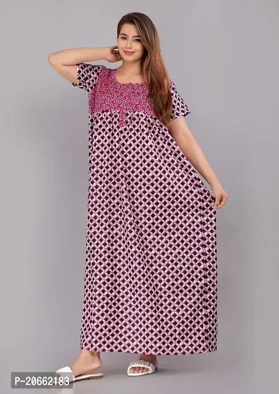 Trendy Cotton Pink Short Sleeves Nightwear For Women-thumb3