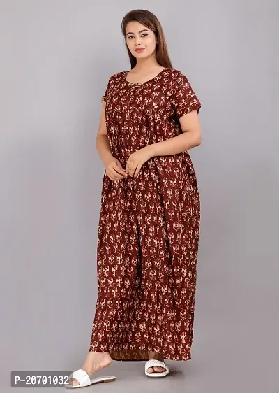 Trendy Cotton Maroon Short Sleeves Nightwear For Women-thumb2