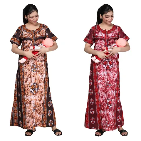 Pack Of 2 Cotton Feeding Nighty Combo For Women